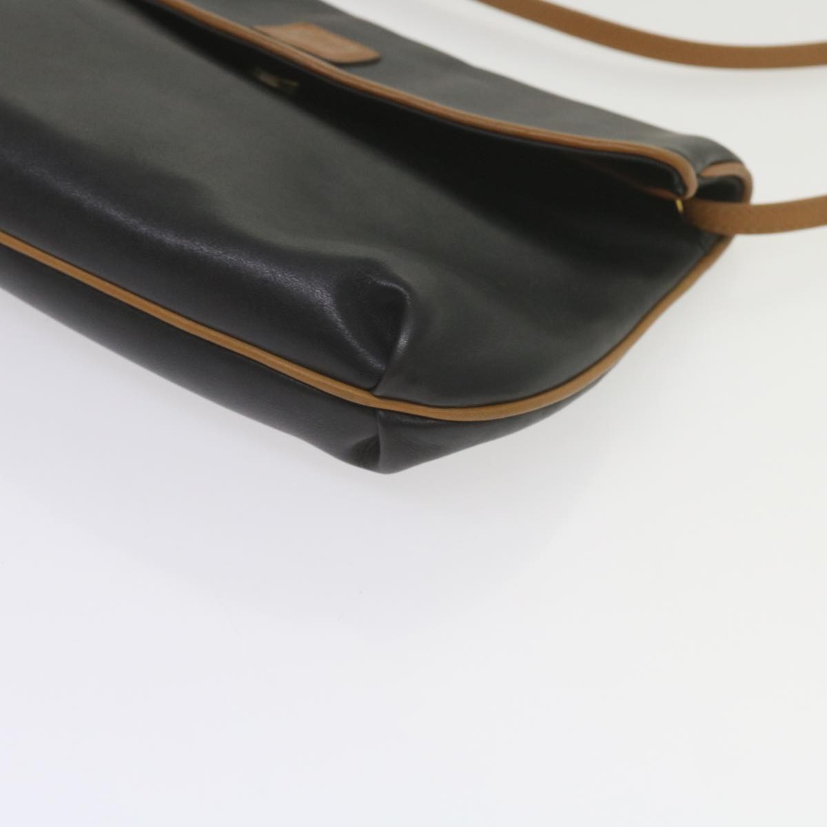 CELINE Shoulder Bag Leather Black Auth am5325