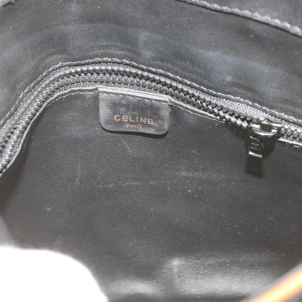 CELINE Shoulder Bag Leather Black Auth am5325