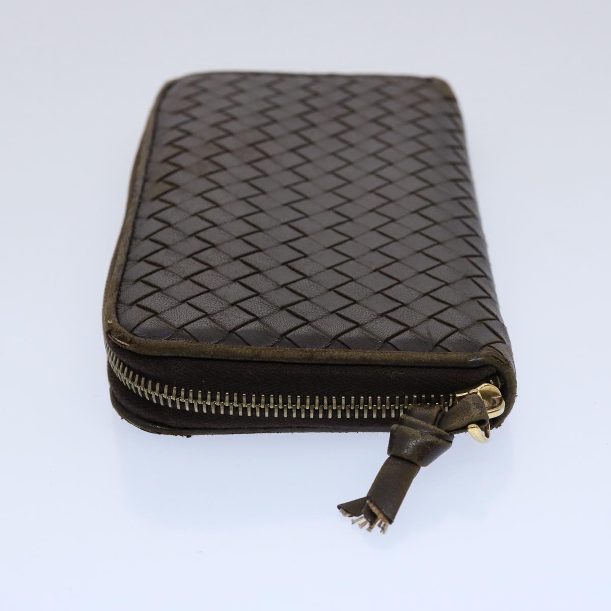 BOTTEGAVENETA INTRECCIATO Wallet Leather 2Set Brown Black Auth am5335