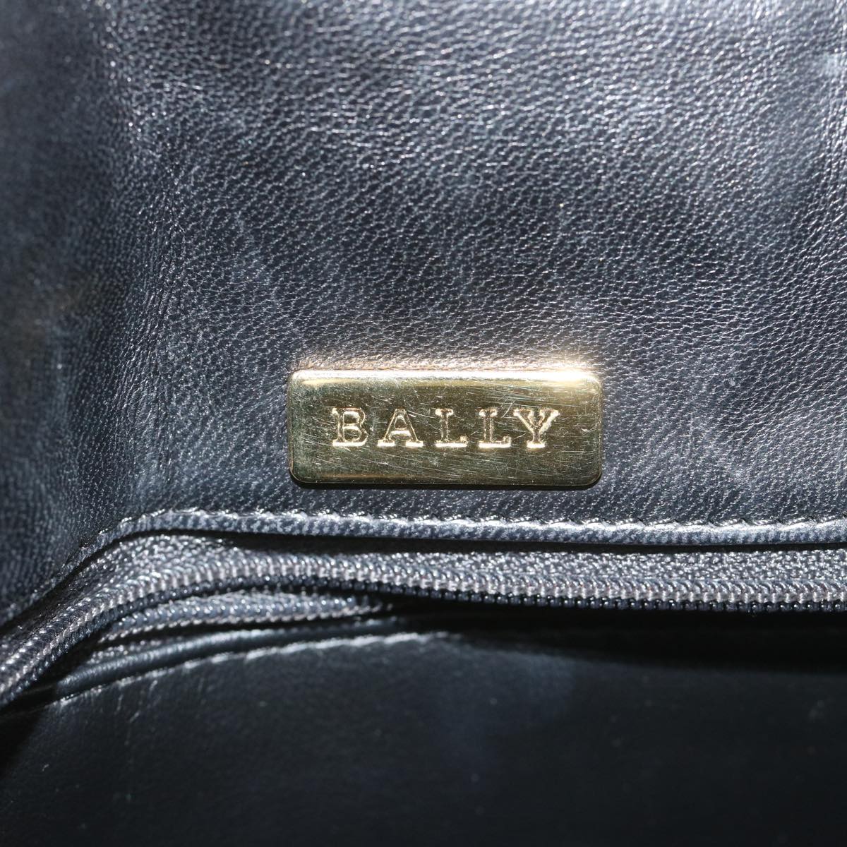 BALLY Quilted Chain Shoulder Bag Leather Black Auth am5340