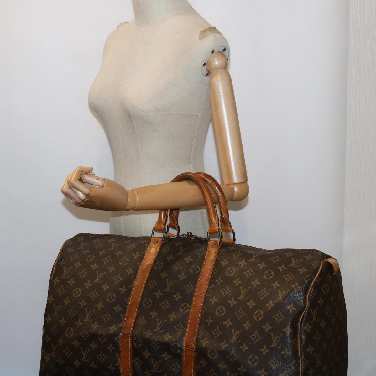 LOUIS VUITTON Monogram Keepall 55 Boston Bag M41424 LV Auth am5372