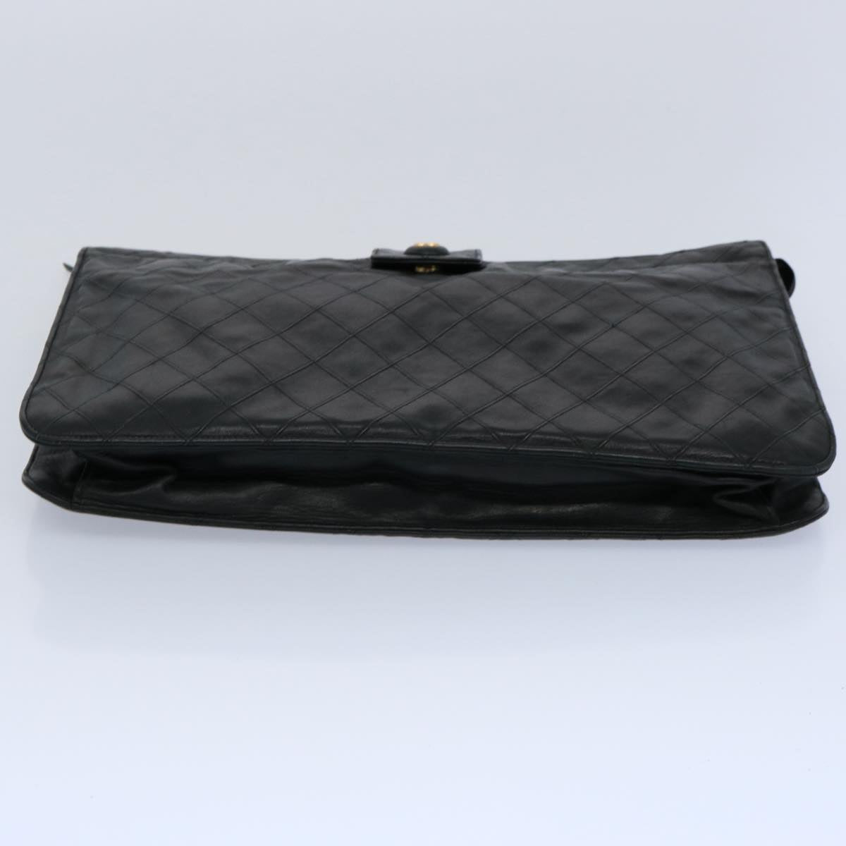 CHANEL Bicolole Briefcase Lamb Skin Black CC Auth am5376