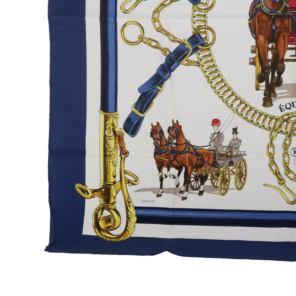 HERMES Carre 90 EQUIPAGES Scarf Silk Navy Auth am5379