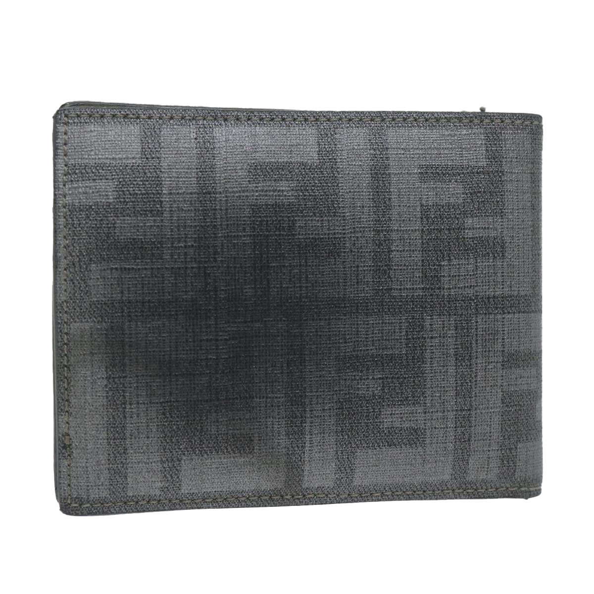 FENDI Zucca Canvas Wallet Gray Auth am5394