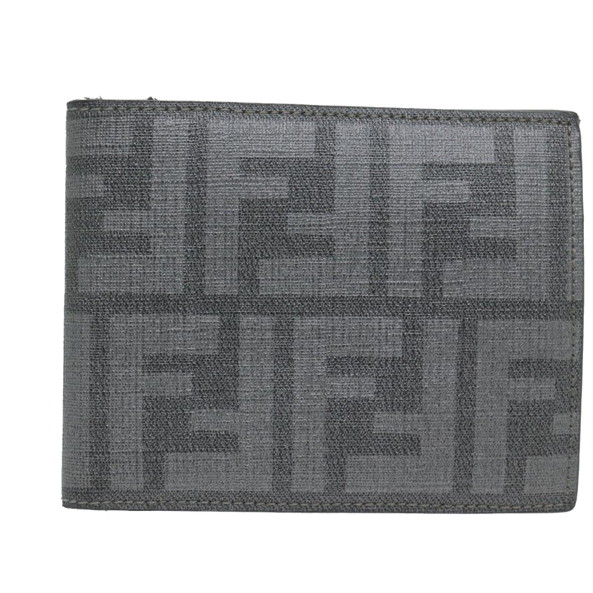 FENDI Zucca Canvas Wallet Gray Auth am5394