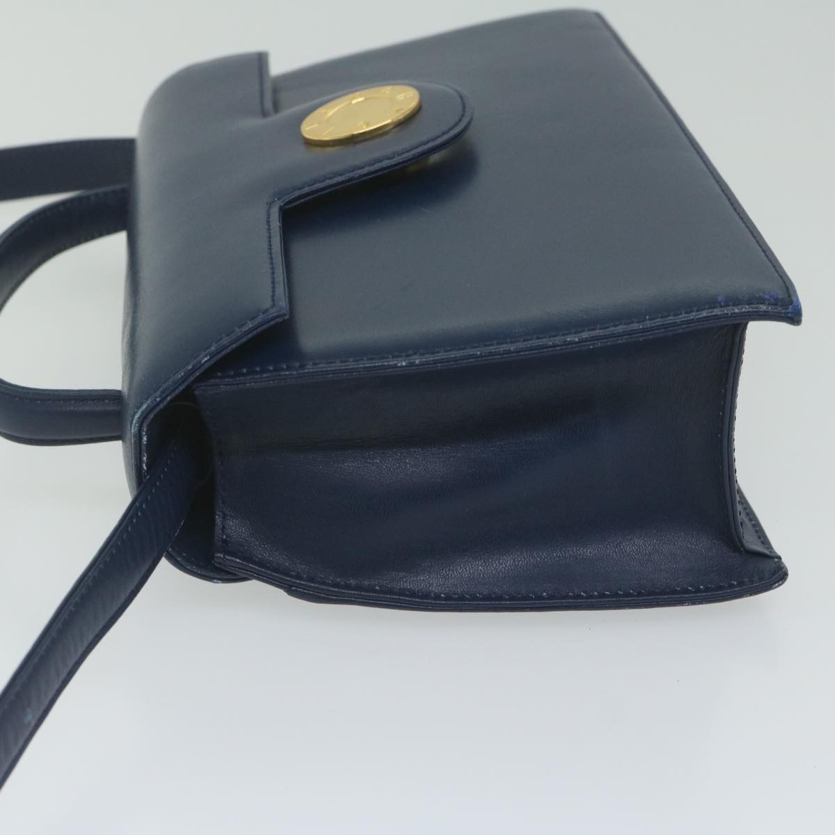 GIVENCHY Hand Bag Leather 2way Navy Auth am5397