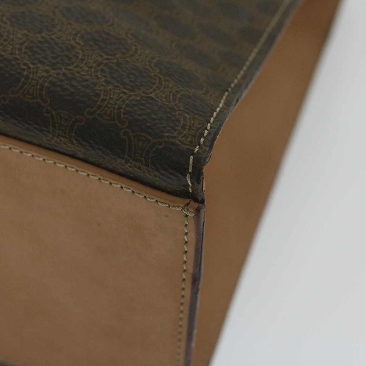 CELINE Macadam Canvas Hand Bag PVC Leather Brown Auth am5411V