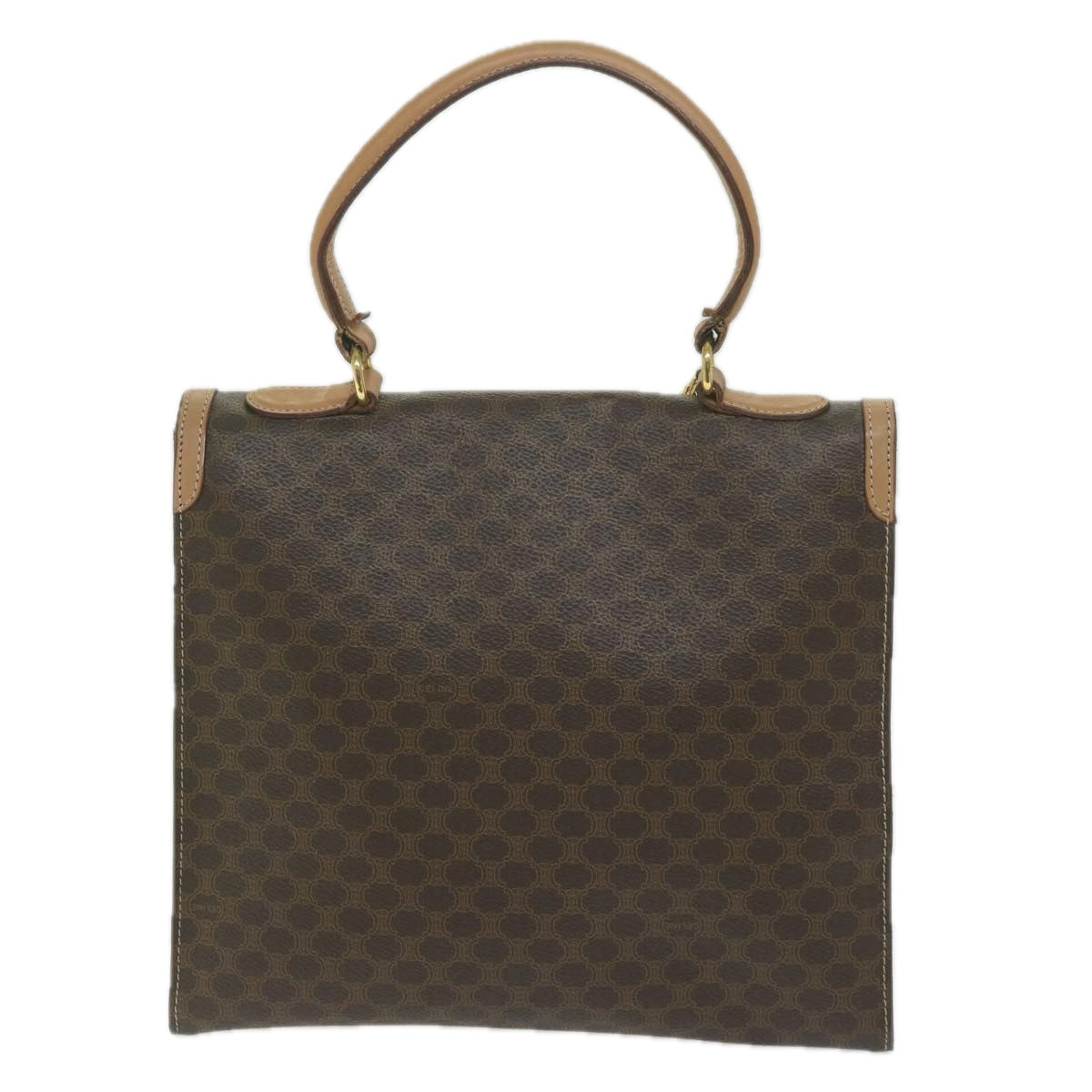 CELINE Macadam Canvas Hand Bag PVC Leather Brown Auth am5411V