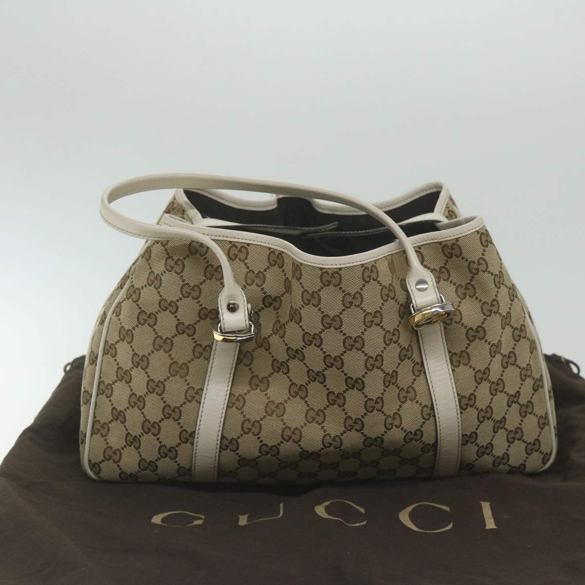 GUCCI GG Canvas GG Twins Tote Bag Beige 232957 Auth am5445