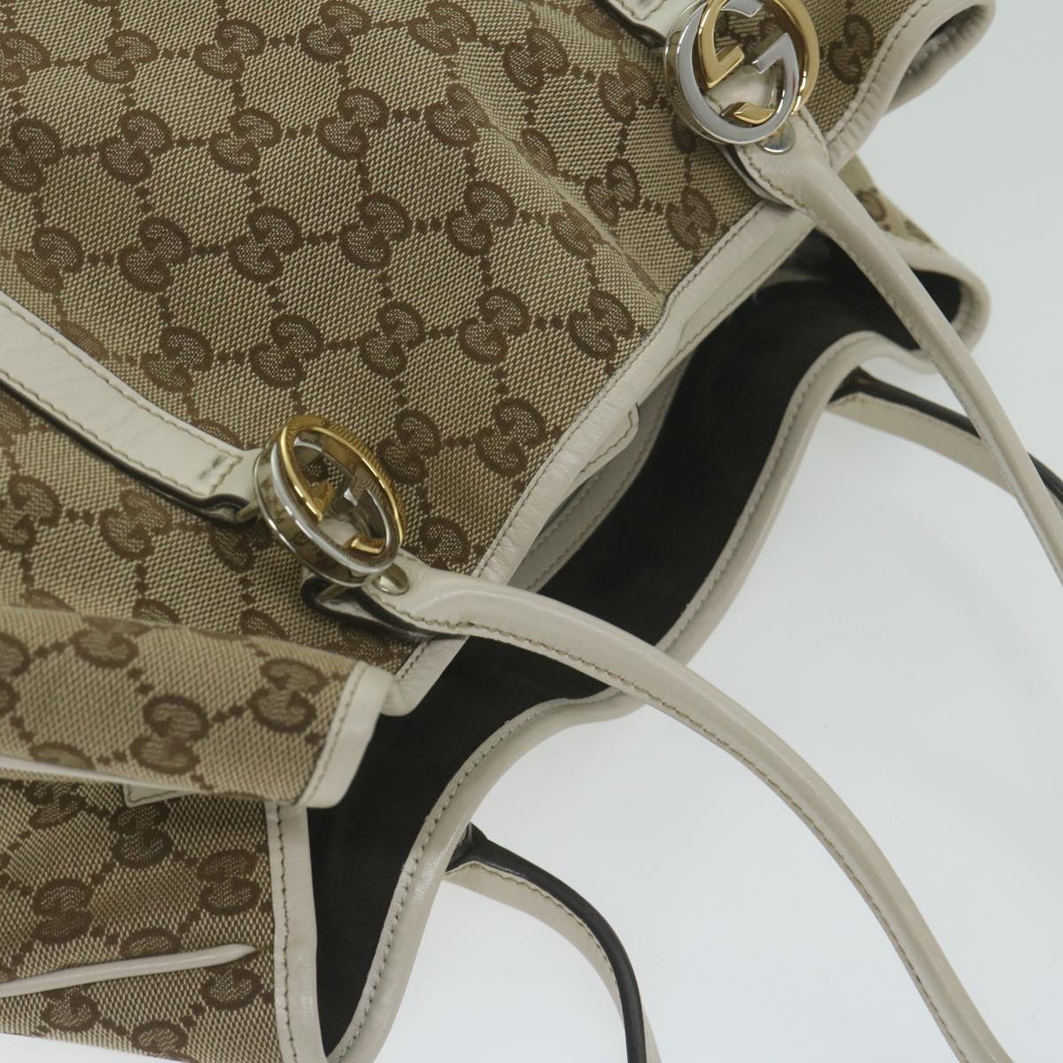 GUCCI GG Canvas GG Twins Tote Bag Beige 232957 Auth am5445