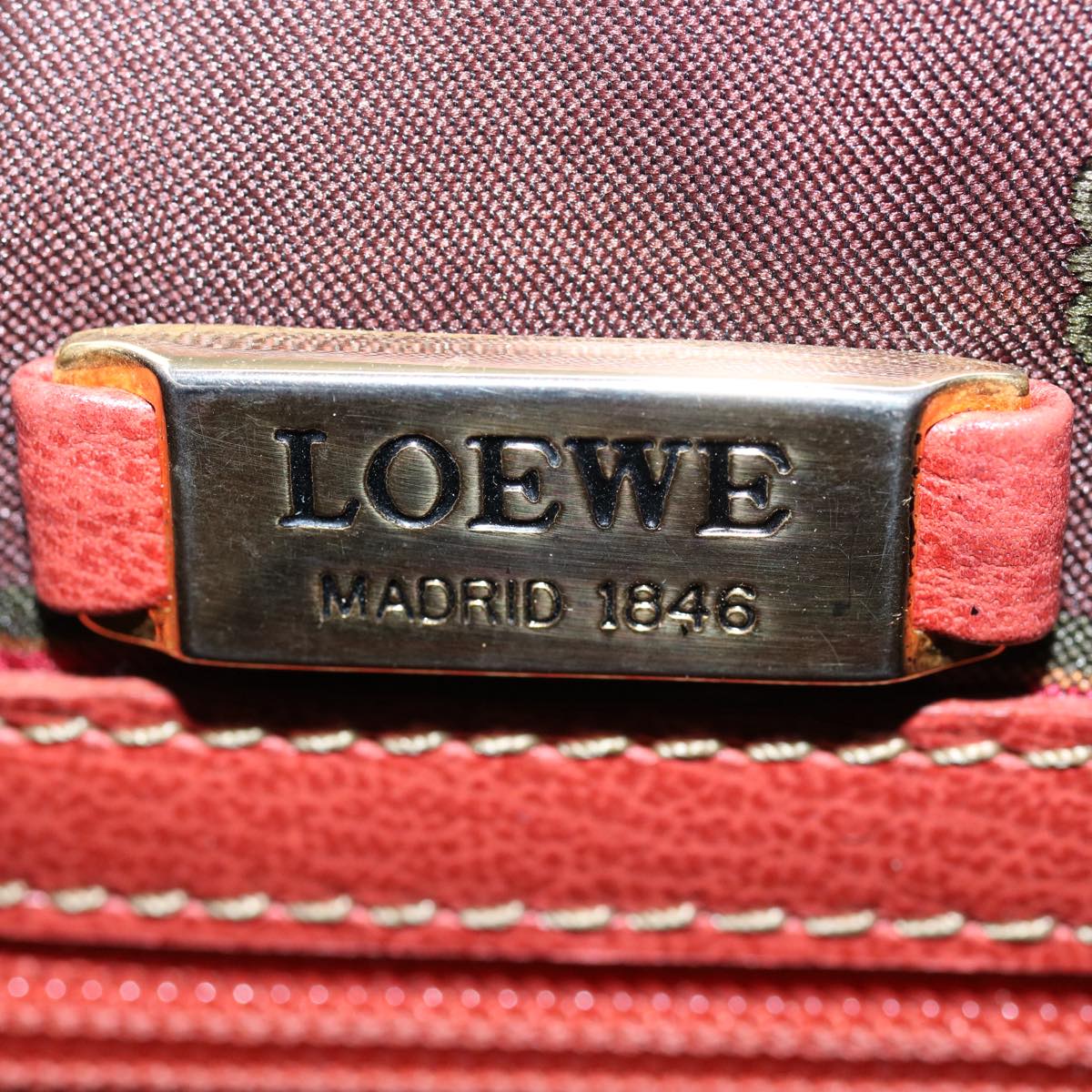 LOEWE Vanity Velazquez Twist Hand Bag Leather Orange Auth am5458