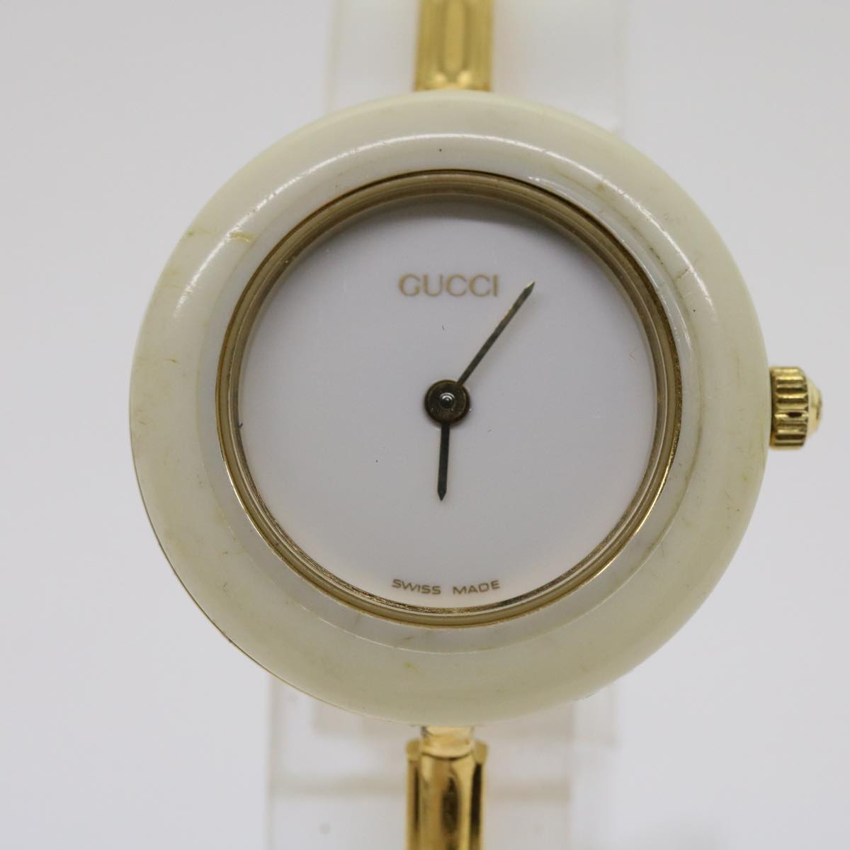 GUCCI Watches Gold Tone White Auth am5459