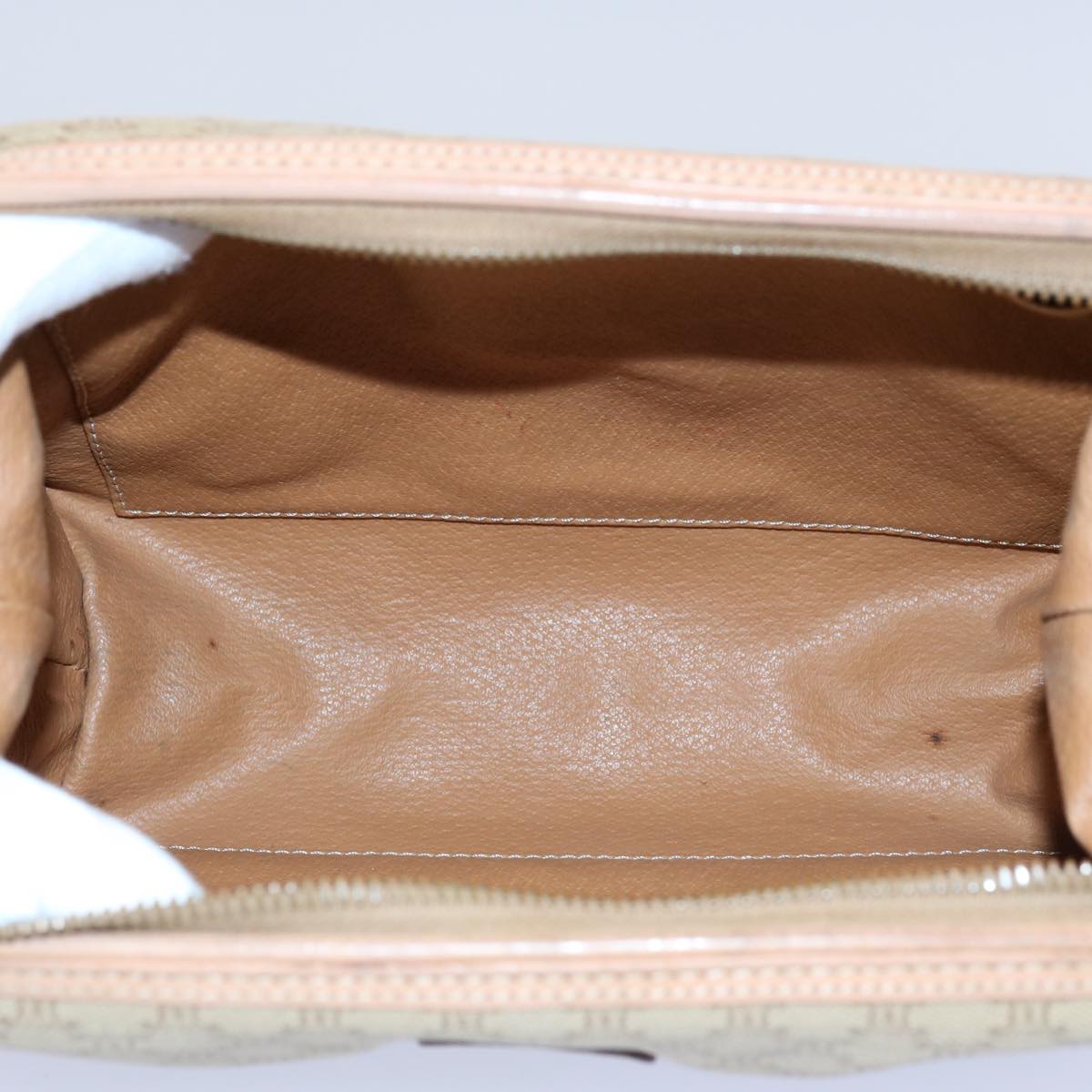 CELINE Macadam Canvas Pouch Beige Auth am5463