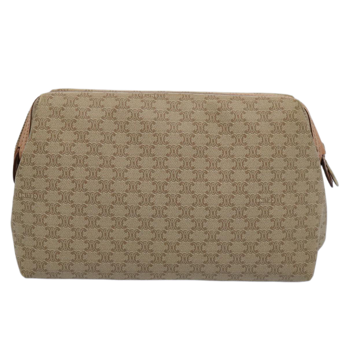 CELINE Macadam Canvas Pouch Beige Auth am5463