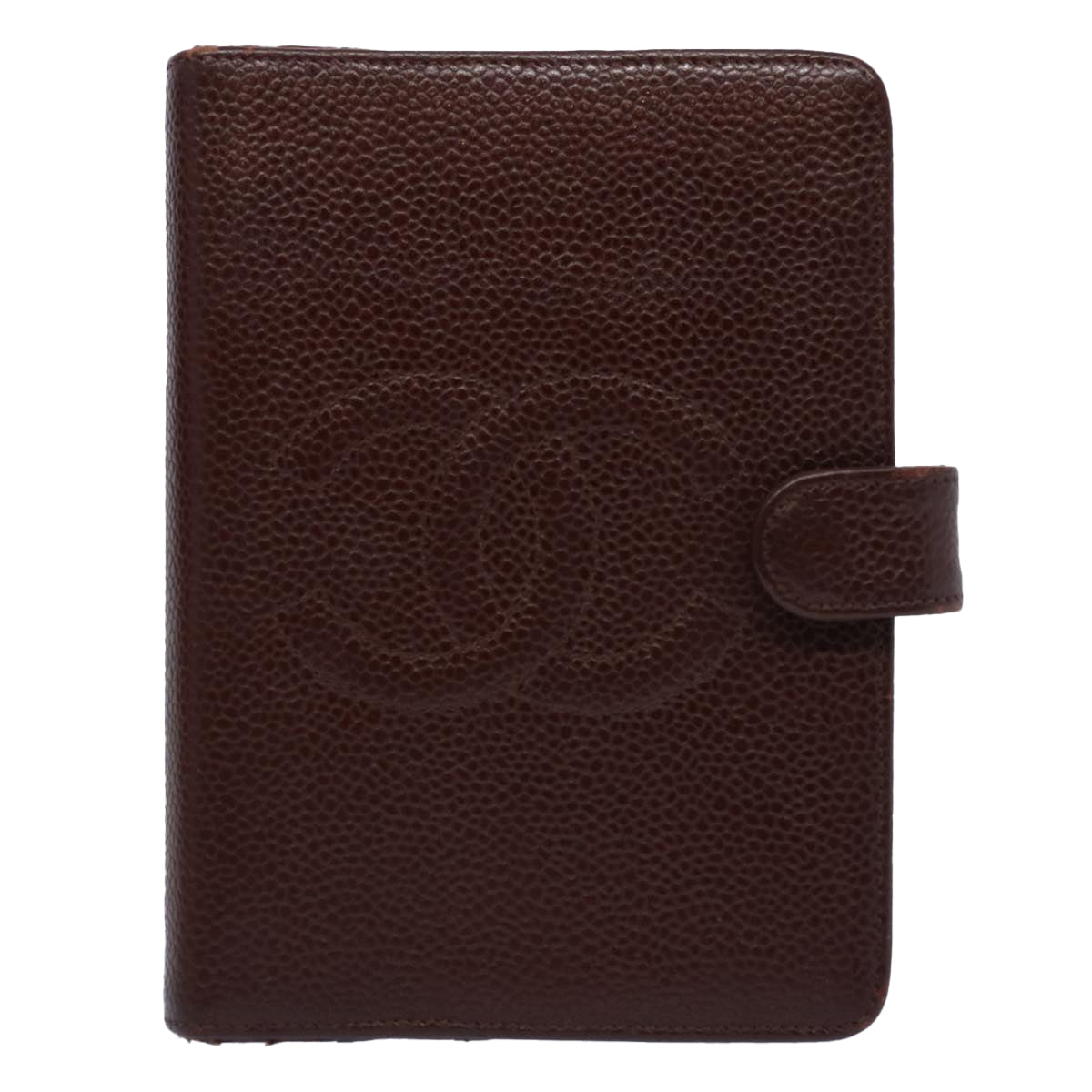 CHANEL COCO Mark Day Planner Cover Caviar Skin Brown CC Auth am5500