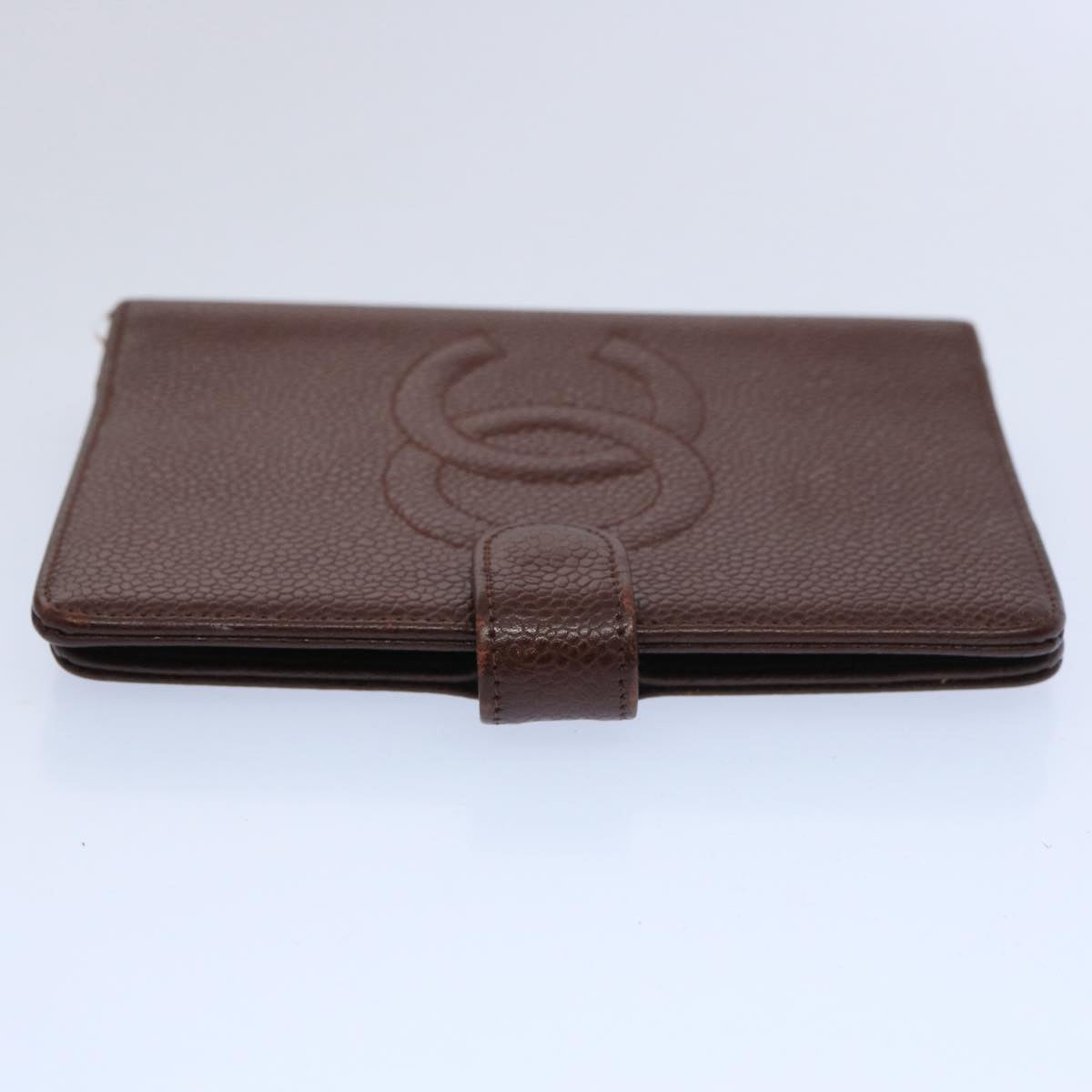 CHANEL COCO Mark Day Planner Cover Caviar Skin Brown CC Auth am5500