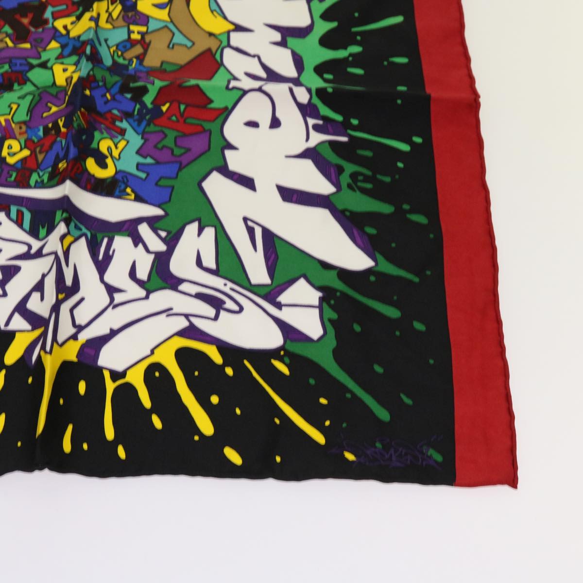 HERMES Carre 40 Graffiti Scarf Silk Black Multicolor Auth am5518