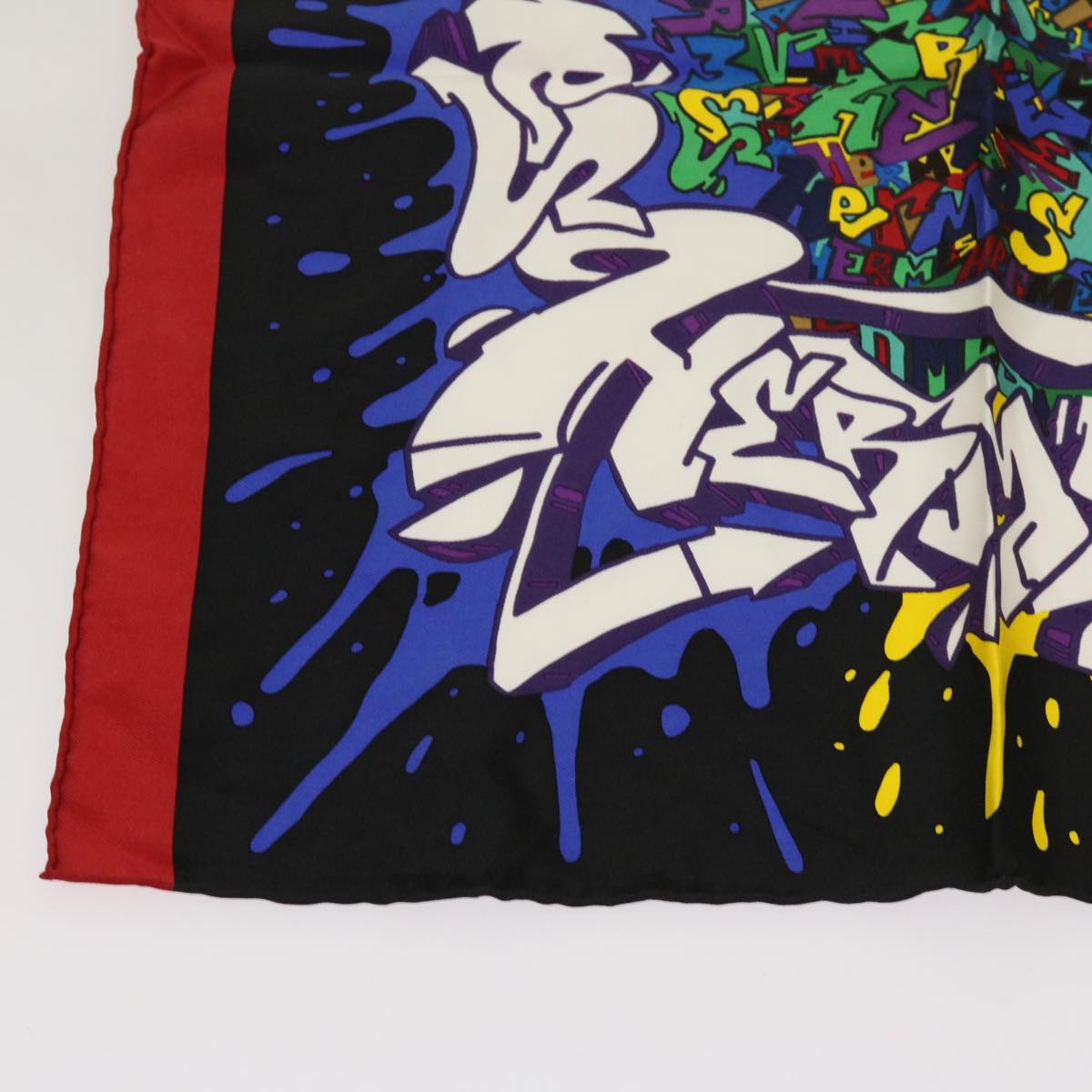 HERMES Carre 40 Graffiti Scarf Silk Black Multicolor Auth am5518