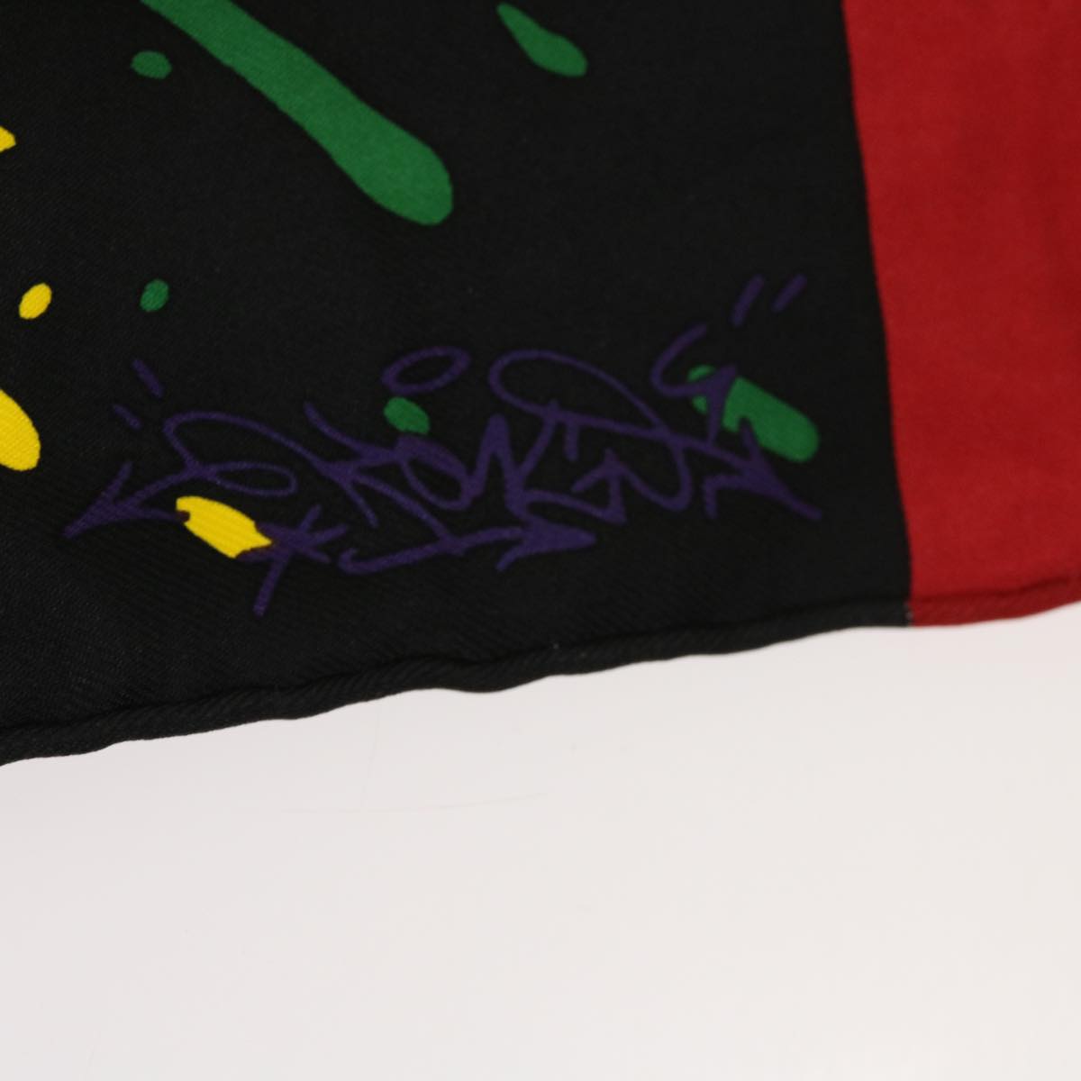 HERMES Carre 40 Graffiti Scarf Silk Black Multicolor Auth am5518