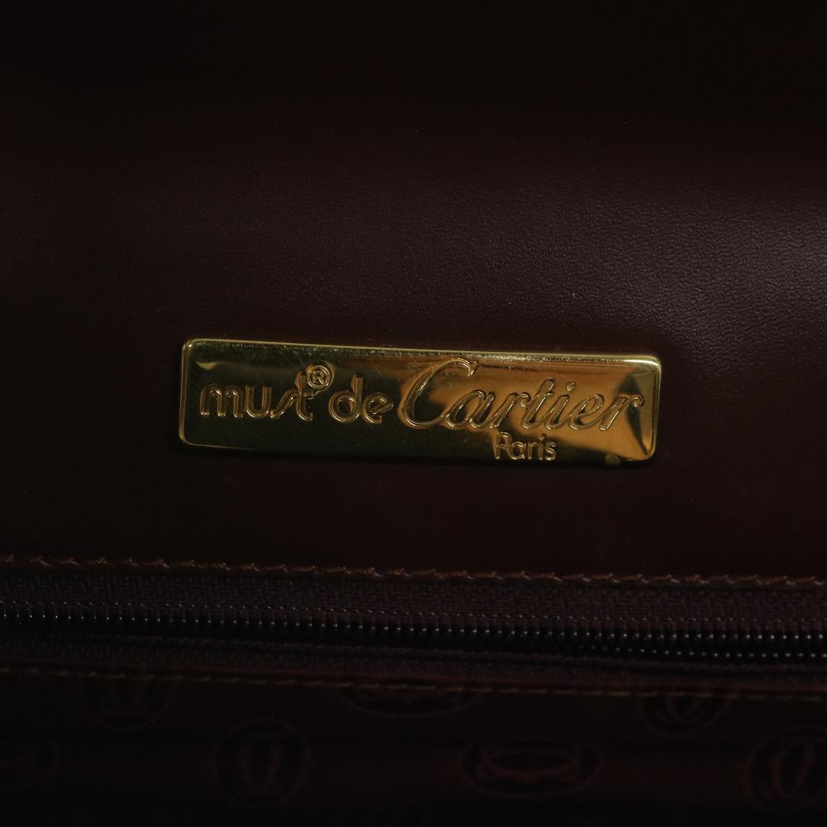 CARTIER Clutch Bag Leather Red Auth am5549