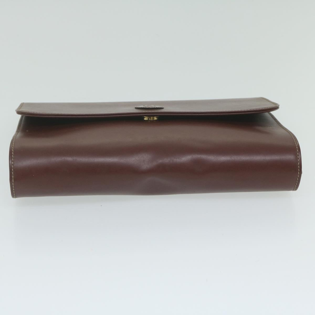 CARTIER Clutch Bag Leather Red Auth am5549