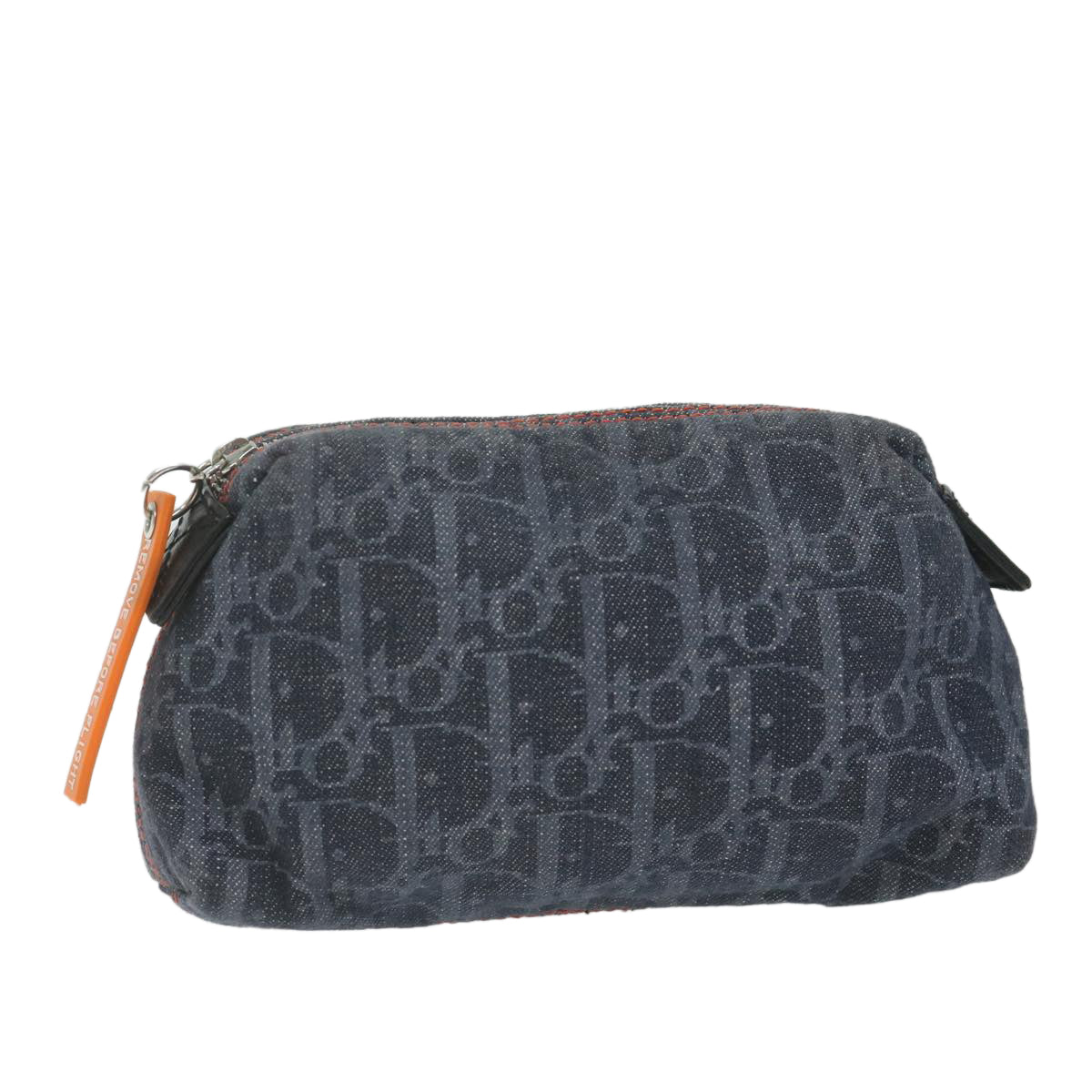 Christian Dior Trotter Canvas Pouch Navy Auth am5553