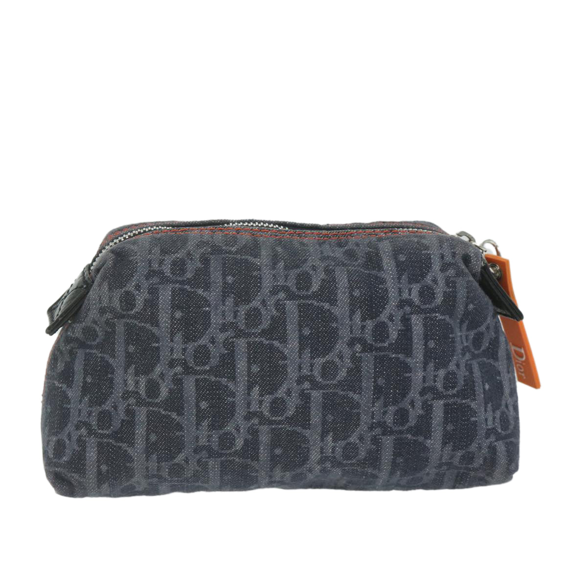 Christian Dior Trotter Canvas Pouch Navy Auth am5553