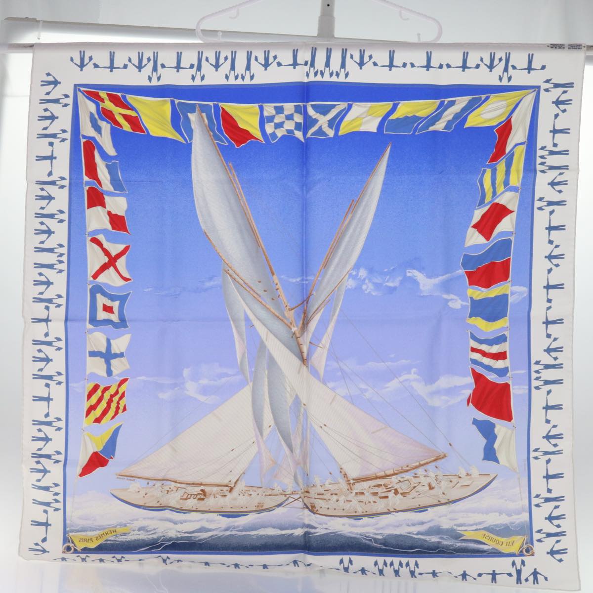 HERMES Carre 90 ENCOURSE Scarf Silk Blue Auth am5560