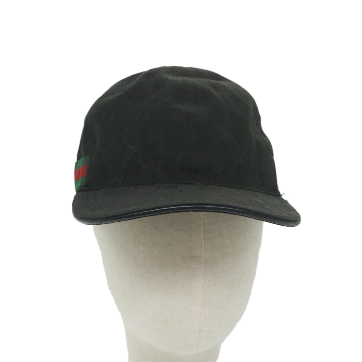 GUCCI GG Canvas Web Sherry Line Cap M Black Red Green 200035 Auth am5575