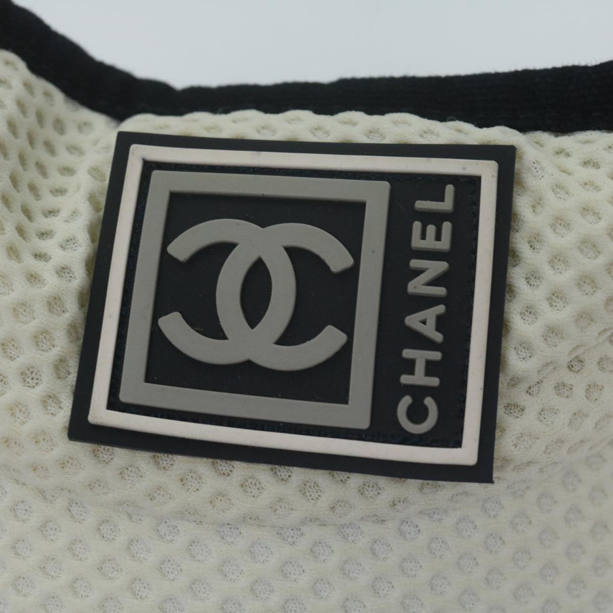 CHANEL Sports Sun Visor Nylon White CC Auth am5600