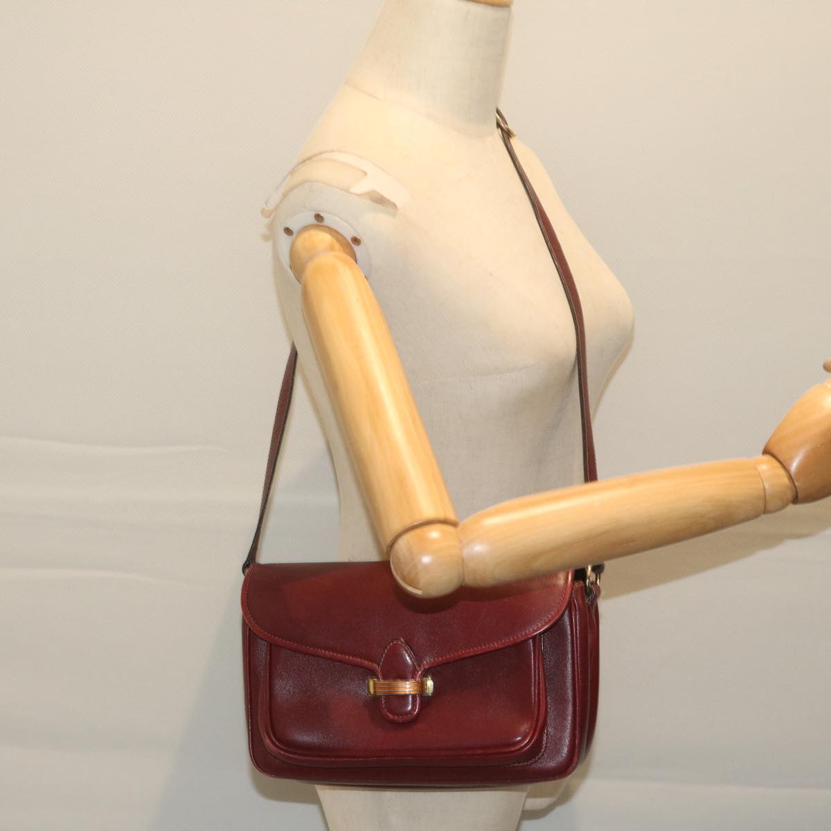 GUCCI Shoulder Bag Leather Red Auth am5604