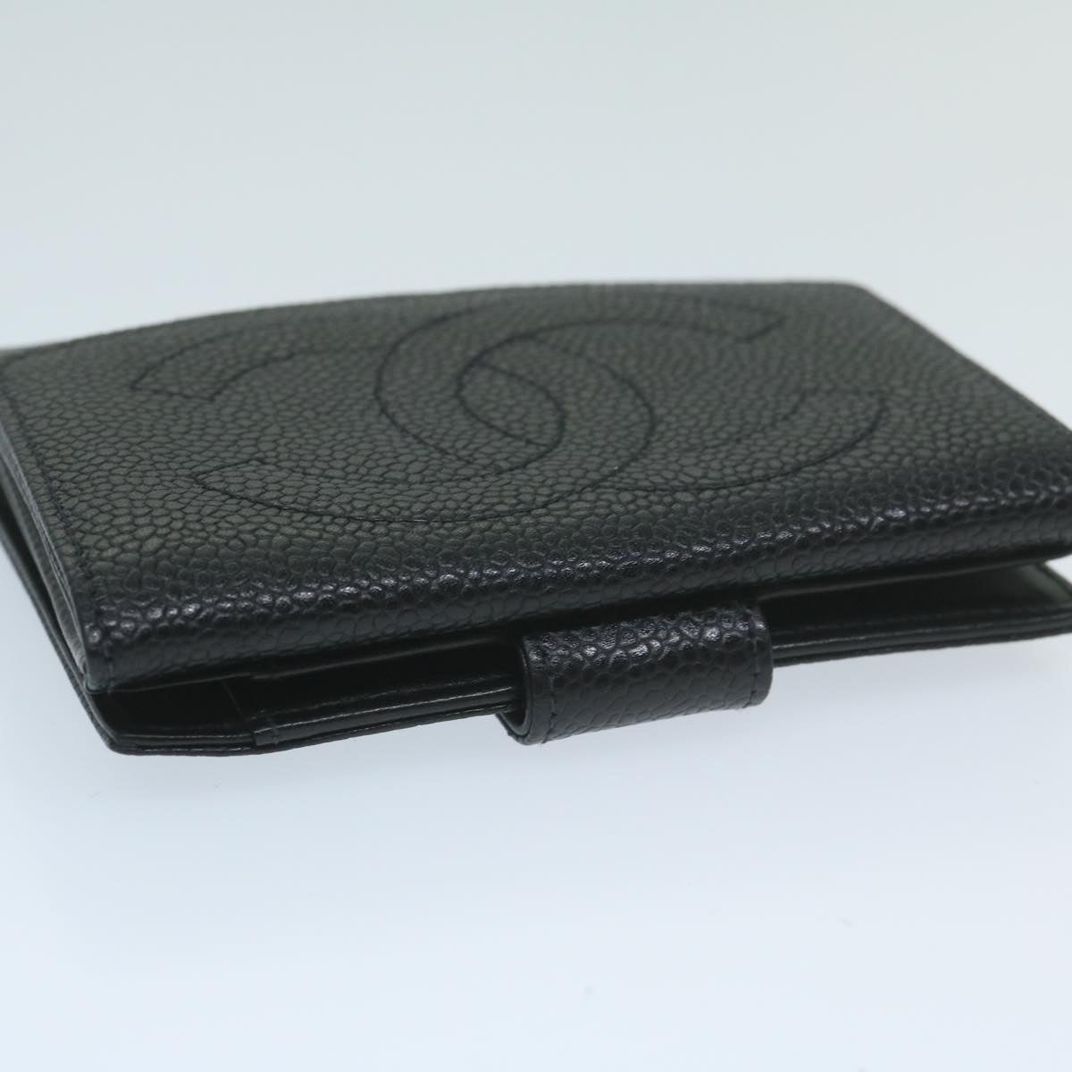 CHANEL Wallet Caviar Skin Black CC Auth am5611