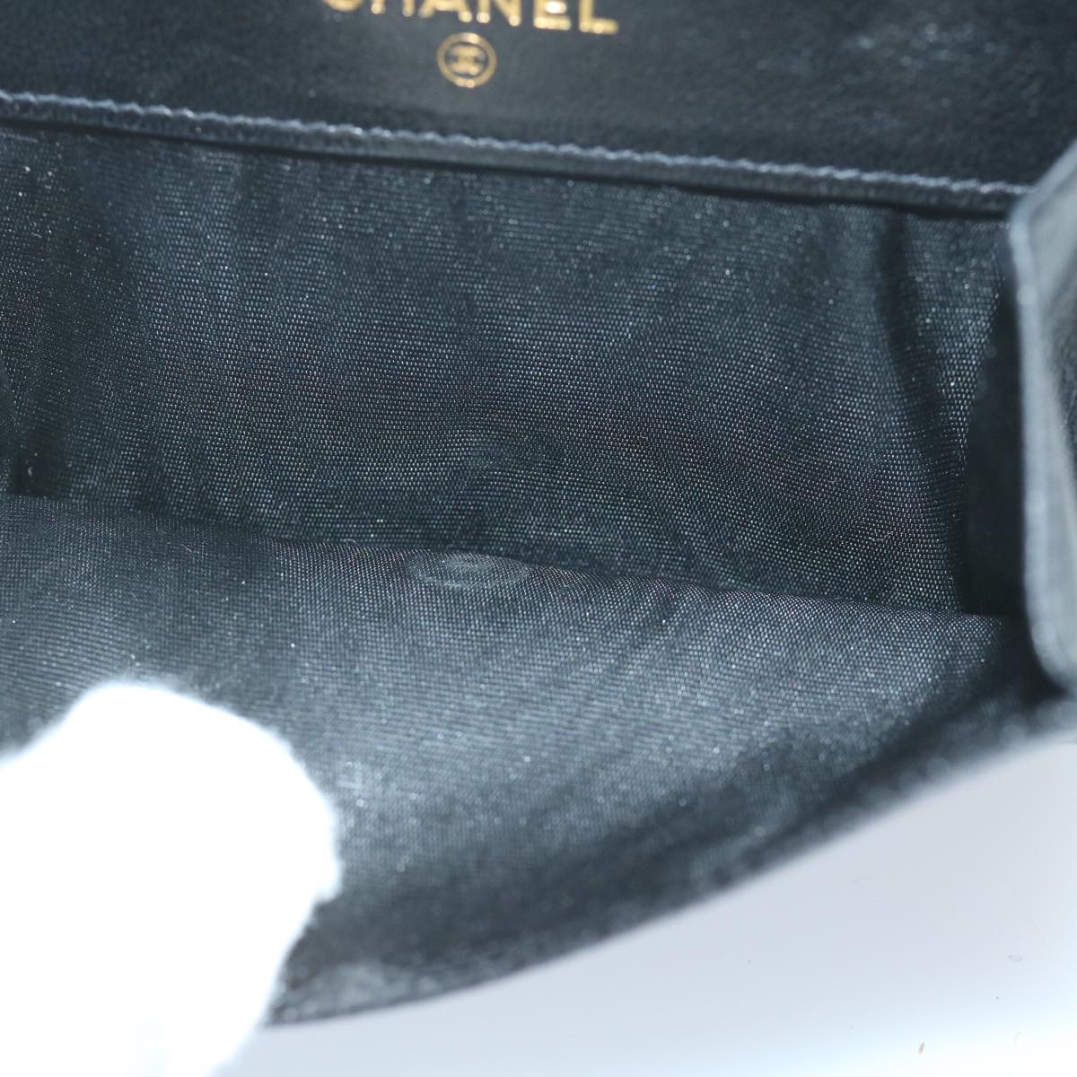 CHANEL Wallet Caviar Skin Black CC Auth am5611