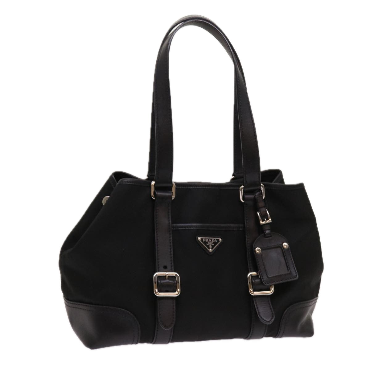 PRADA Tote Bag Nylon Black Auth am5619