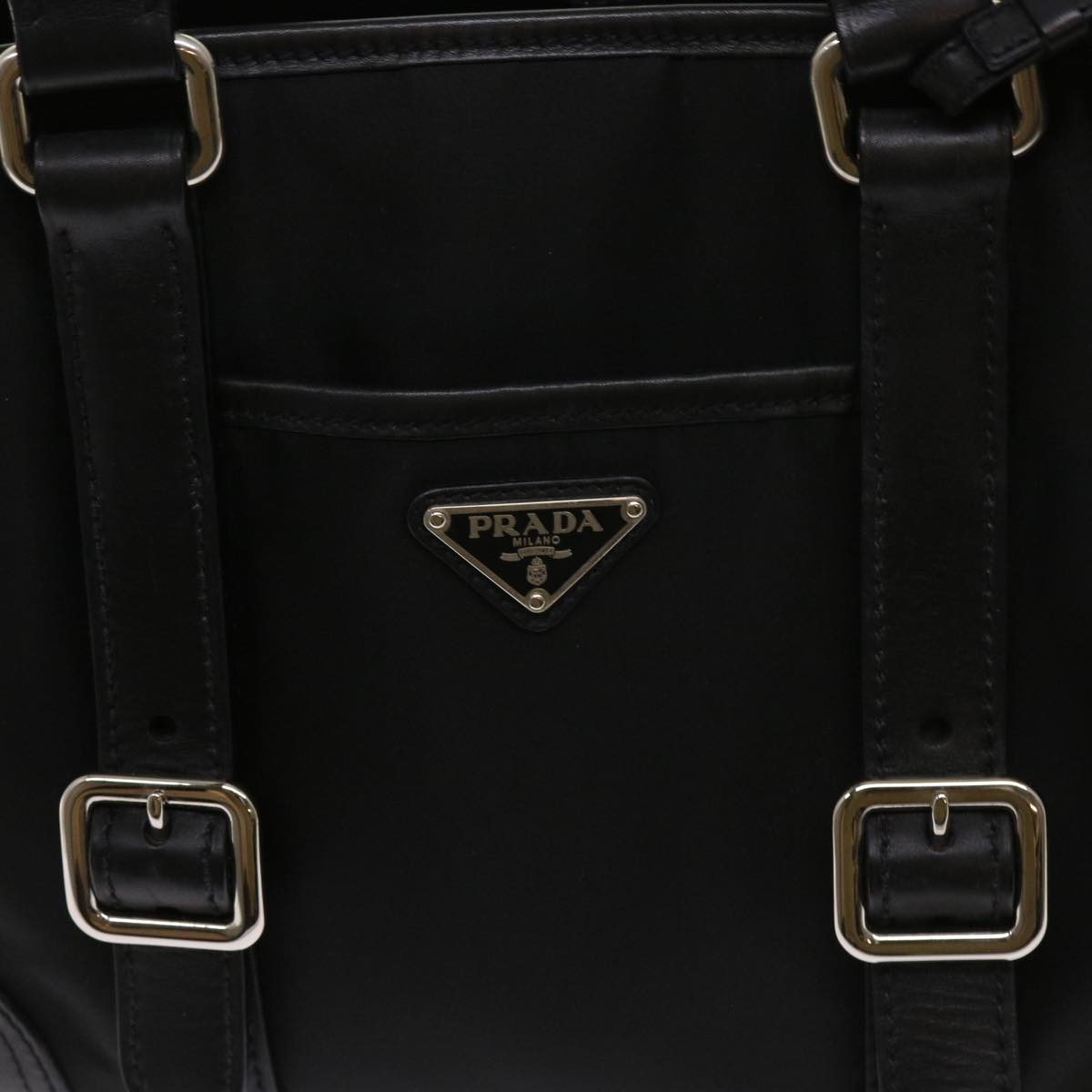 PRADA Tote Bag Nylon Black Auth am5619