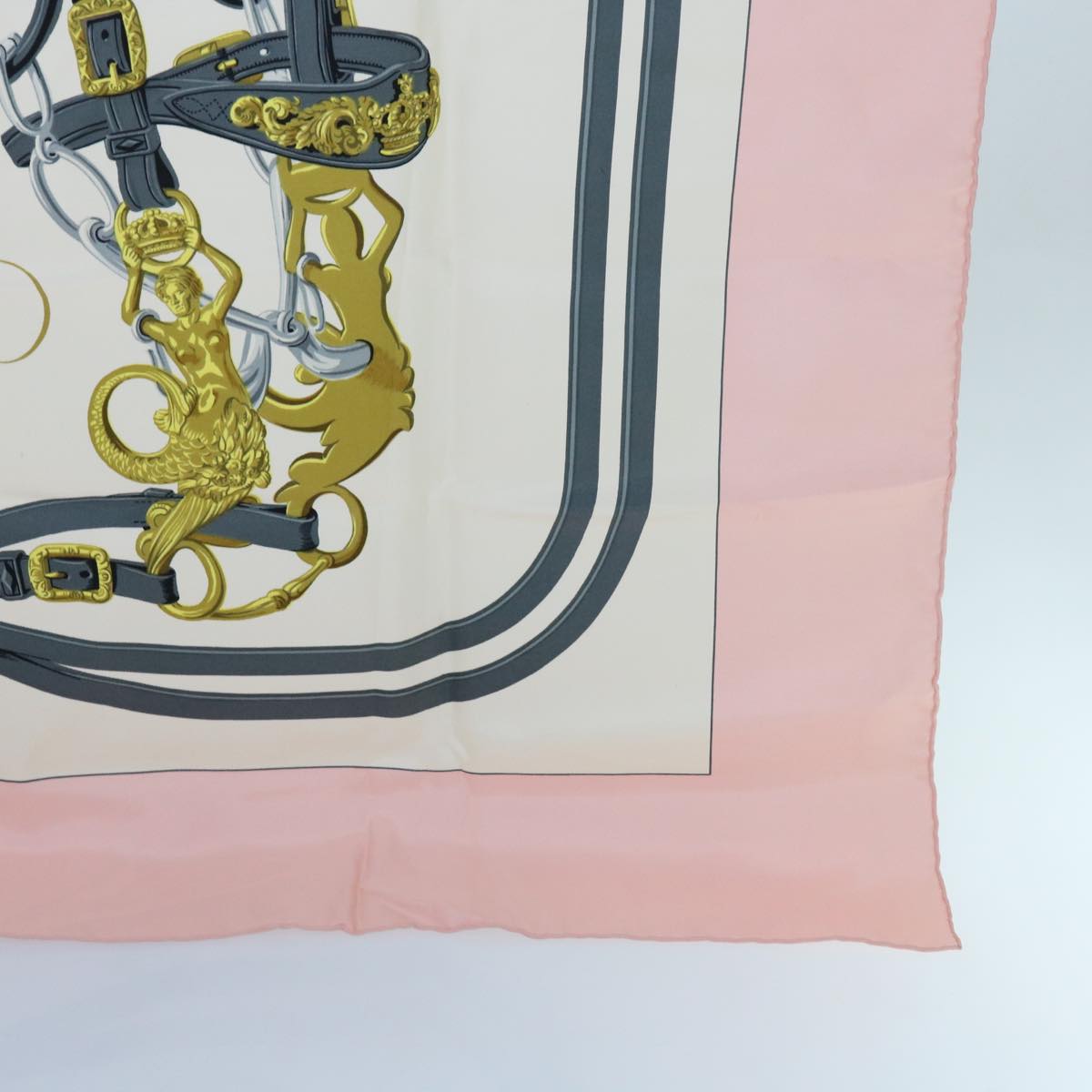 HERMES Carre 90 Brides de Gala Scarf Silk Pink Auth am5628