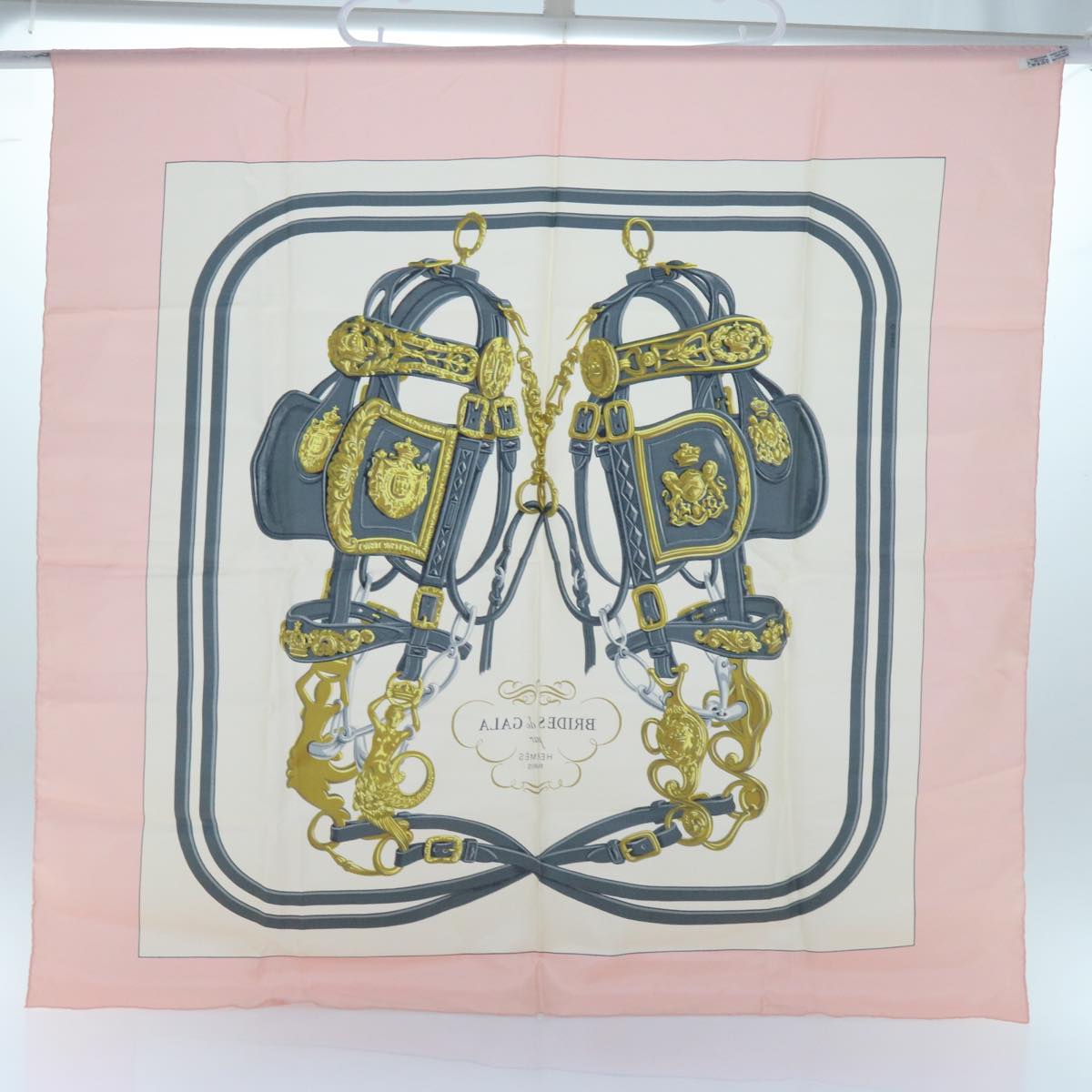 HERMES Carre 90 Brides de Gala Scarf Silk Pink Auth am5628