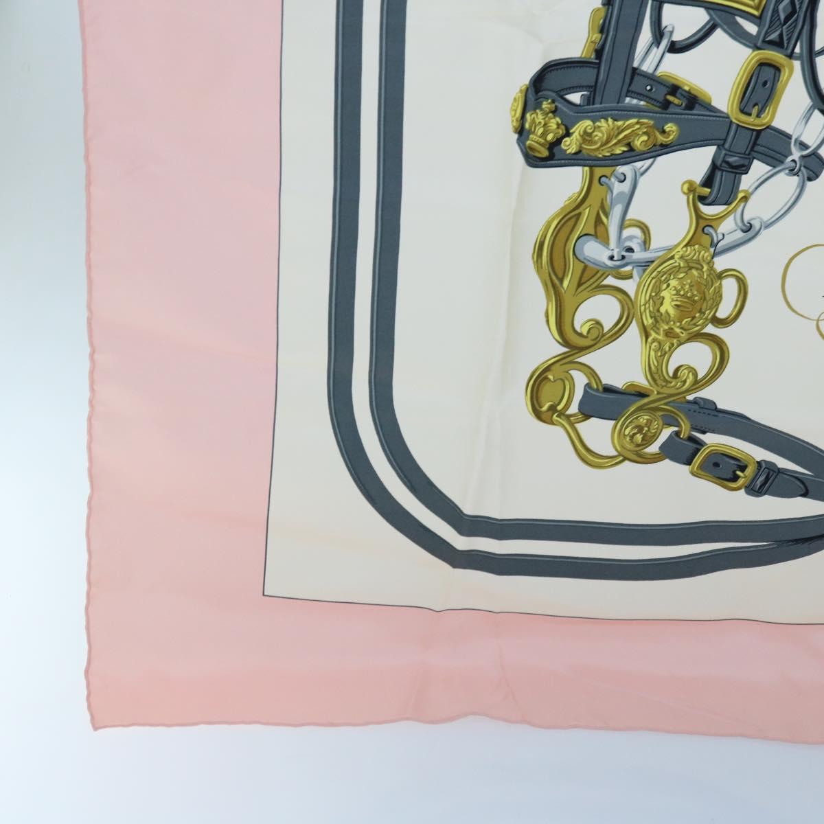 HERMES Carre 90 Brides de Gala Scarf Silk Pink Auth am5628