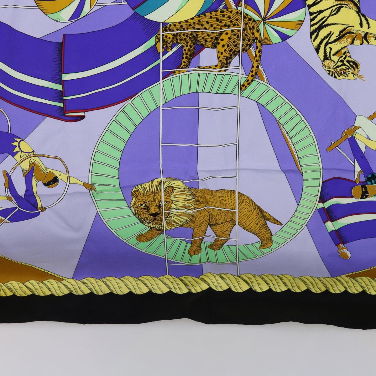 HERMES Carre 90 circus Scarf Silk Blue Purple Auth am5629