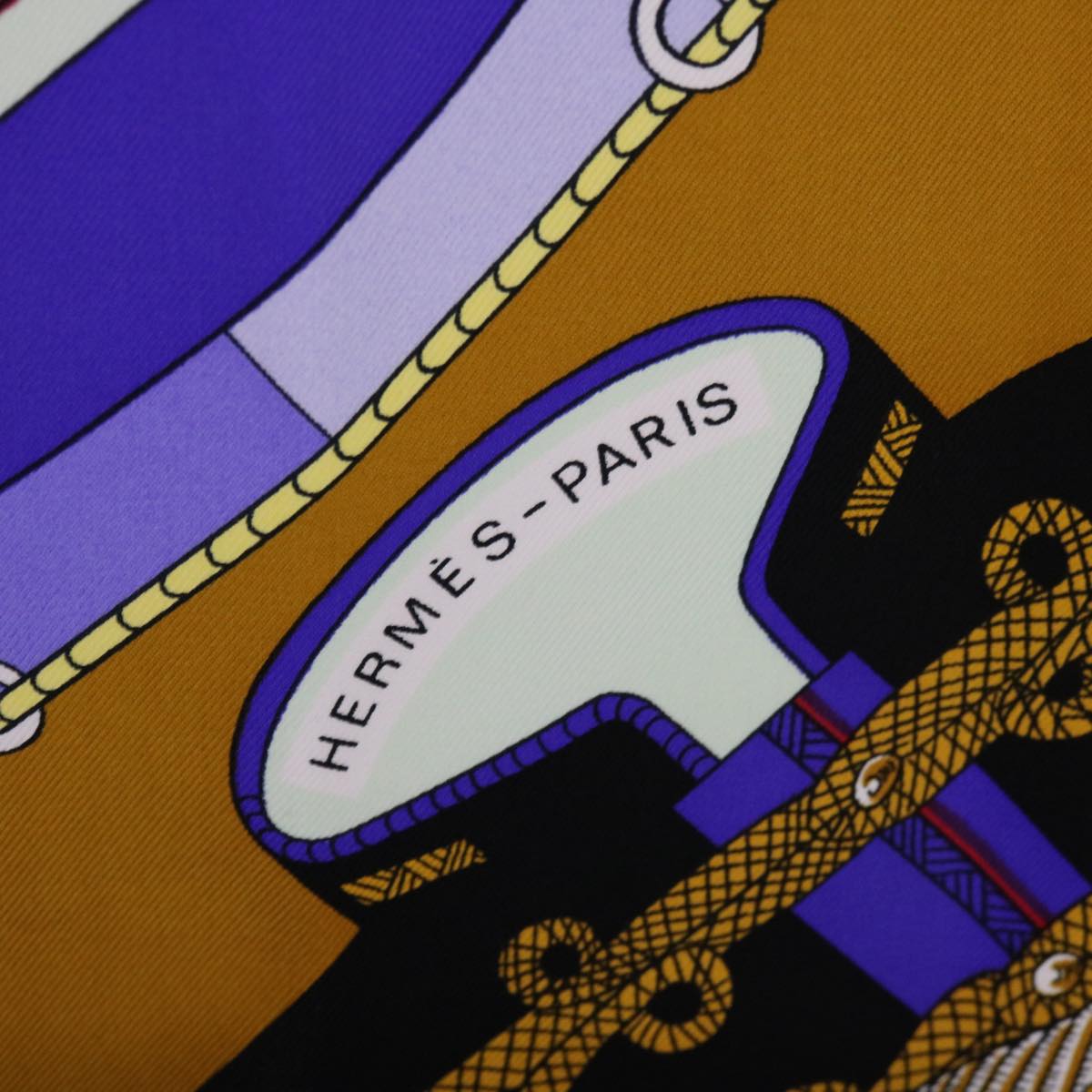 HERMES Carre 90 circus Scarf Silk Blue Purple Auth am5629