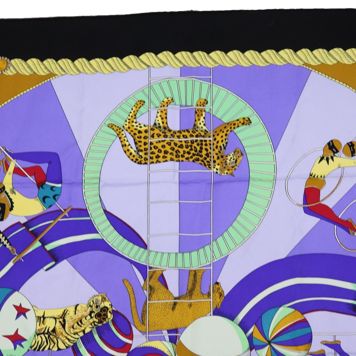 HERMES Carre 90 circus Scarf Silk Blue Purple Auth am5629