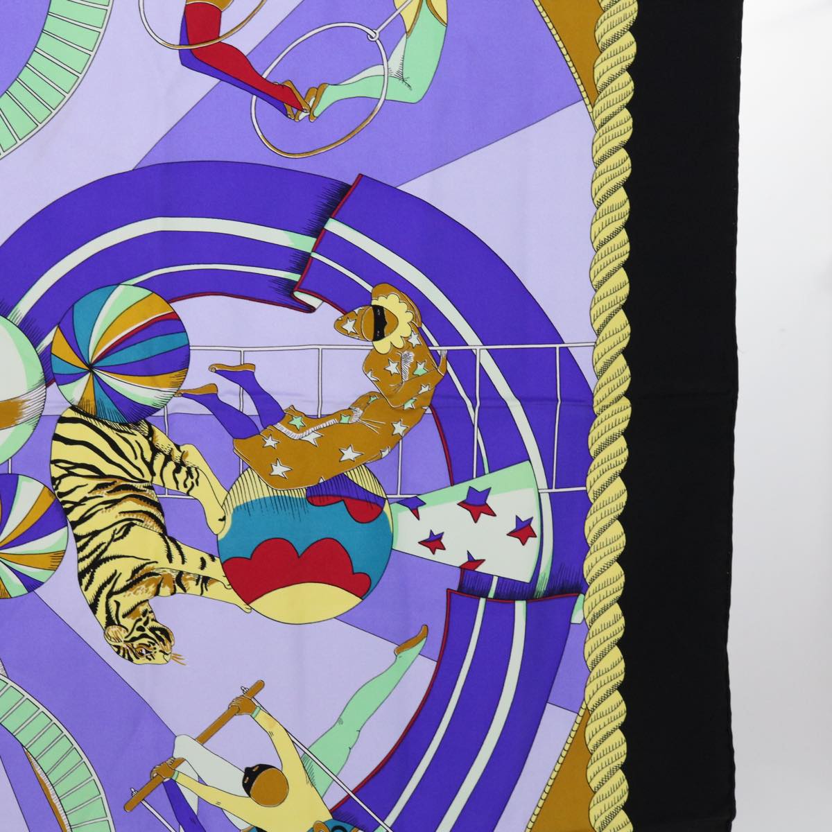 HERMES Carre 90 circus Scarf Silk Blue Purple Auth am5629