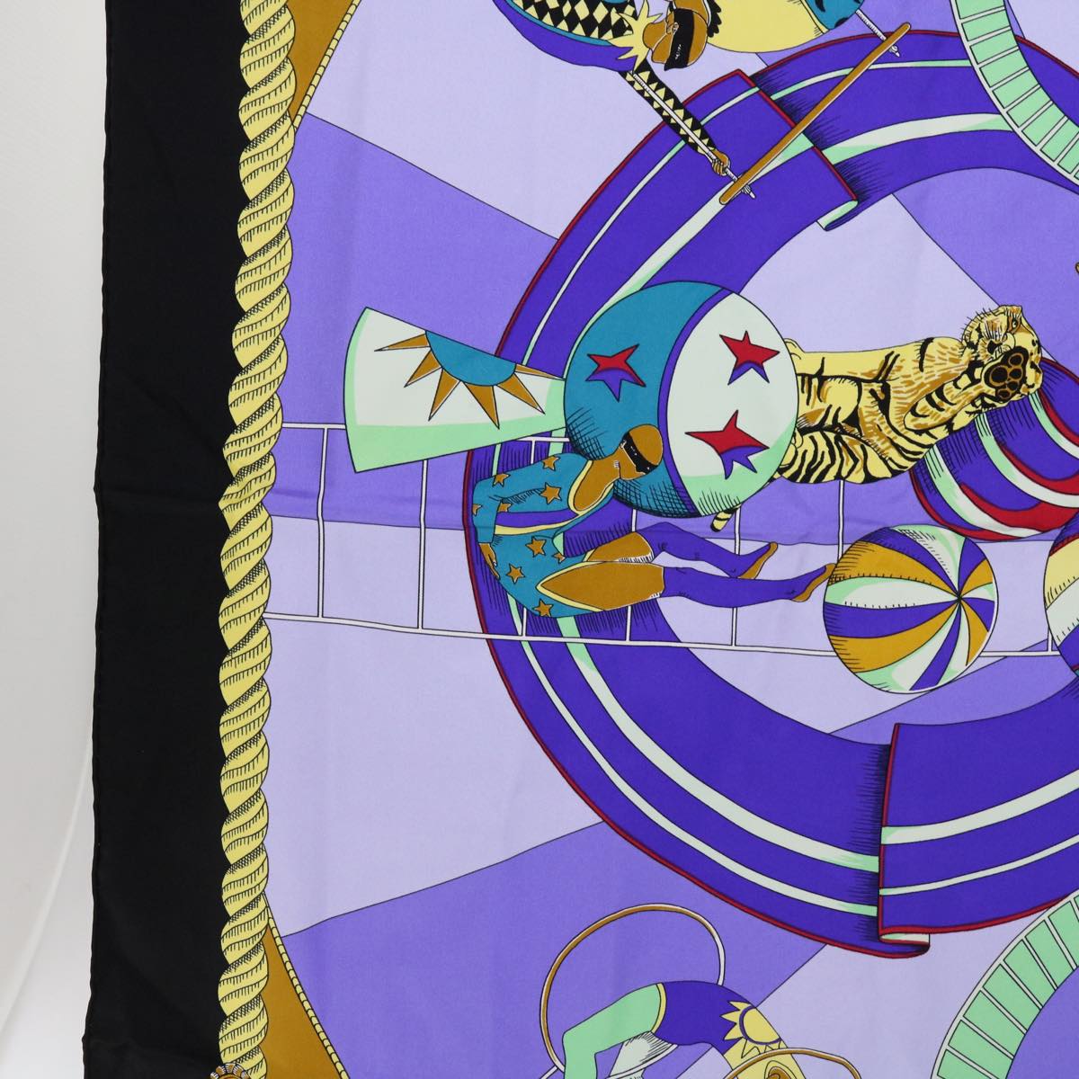 HERMES Carre 90 circus Scarf Silk Blue Purple Auth am5629