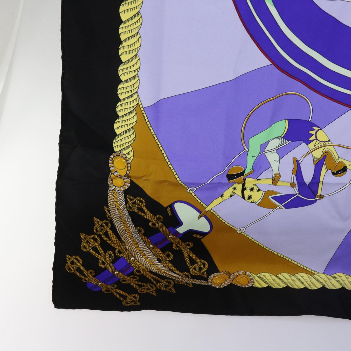 HERMES Carre 90 circus Scarf Silk Blue Purple Auth am5629