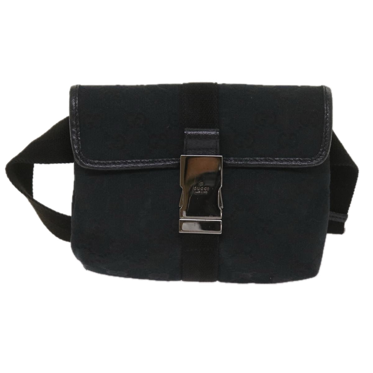 GUCCI GG Canvas Waist bag Black 131236 Auth am5634