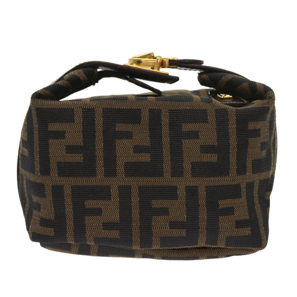 FENDI Zucca Canvas Mini Hand Bag Black Brown Auth am5640