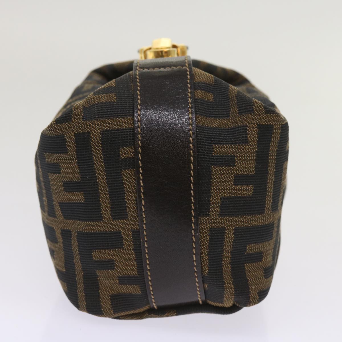 FENDI Zucca Canvas Mini Hand Bag Black Brown Auth am5640