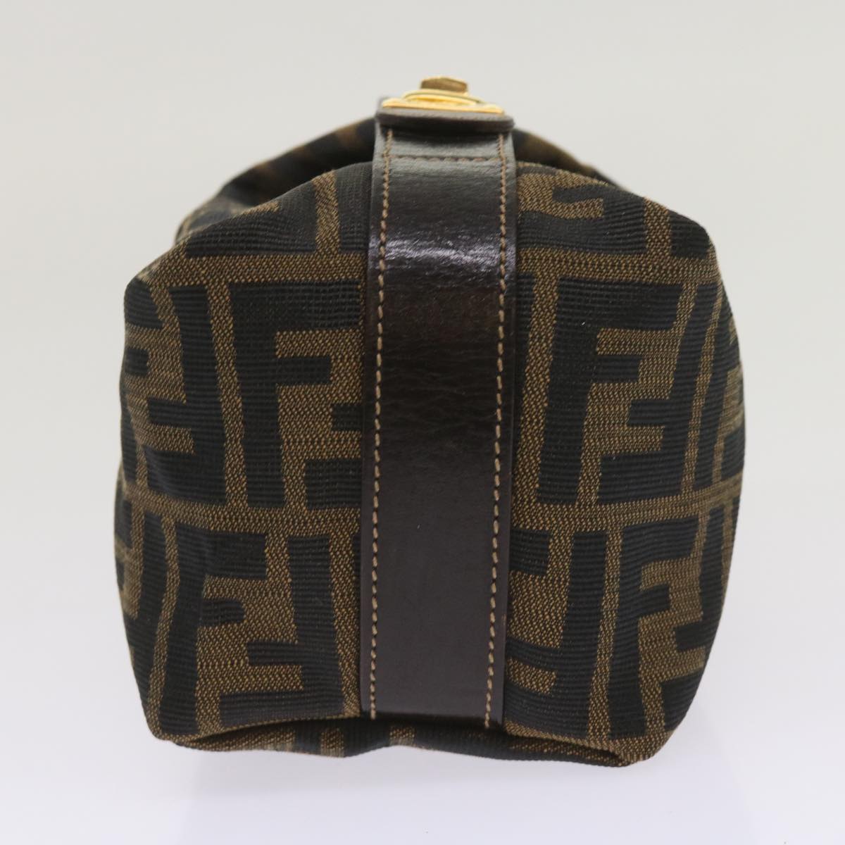 FENDI Zucca Canvas Mini Hand Bag Black Brown Auth am5640