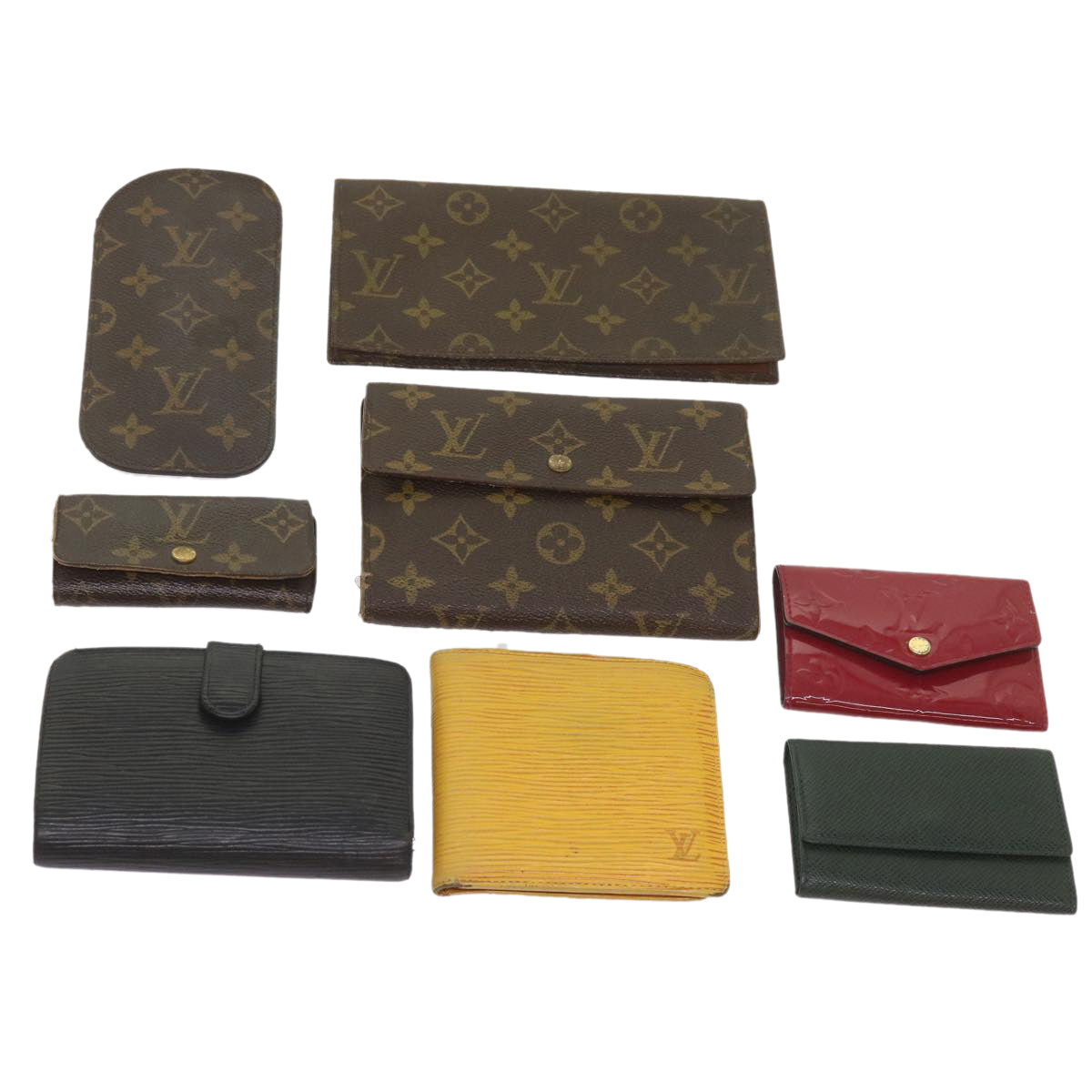 LOUIS VUITTON Monogram Vernis Epi Wallet 8Set Black Yellow Pink LV Auth am5666