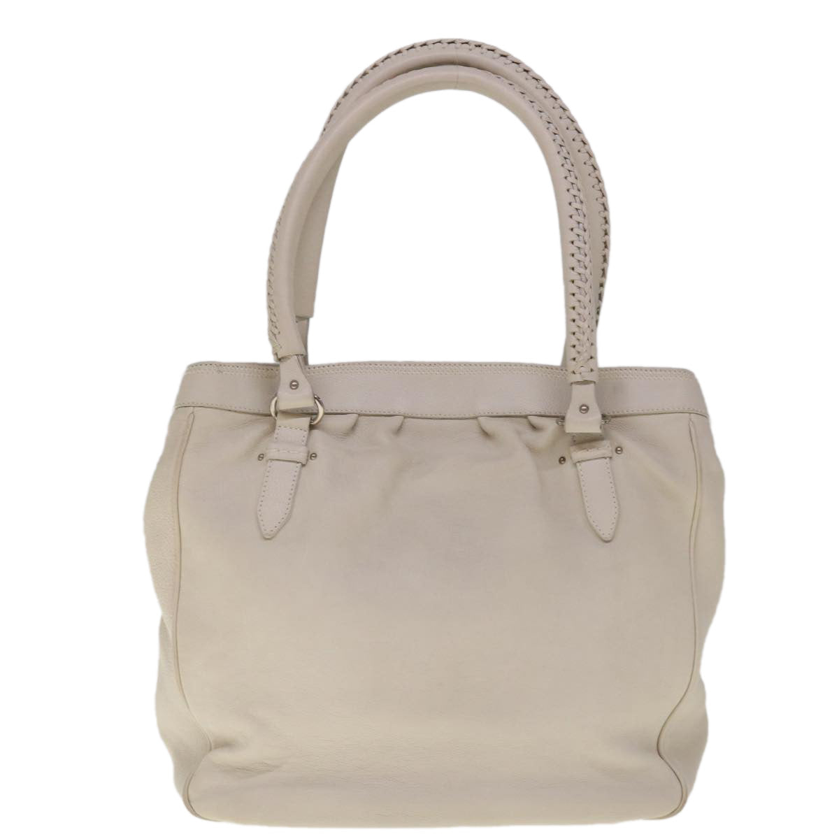 Christian Dior Tote Bag Leather White Auth am5702